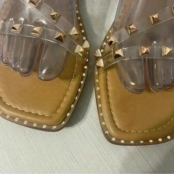 Just Kickin' It Tan/Clear/Rose Gold Studded Sandals - SHO2532TN - Picture 7 of 14